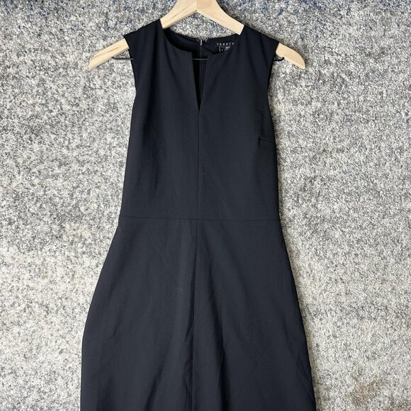Theory Dress Womens 2 Black Wool Blend Sleeveless A-Line Made in USA F0001602 - Picture 1 of 8